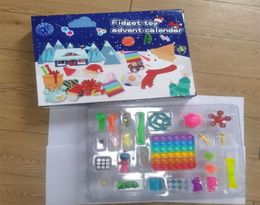 Fidget Advent Calendriers Noël 24 jours Compte à rebours aveugle Mystery Boîte sensorielle Toys Lucky Boîtes Kids Push Bubbles Nouilles SPI2591459