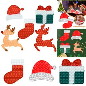 Fidget Sensory Bubbles Push Christmas Deer Simple Dimple Bubble Finger Toys Descompresión Fantasma Murciélago Alivio del estrés Juego de fiesta interactivo