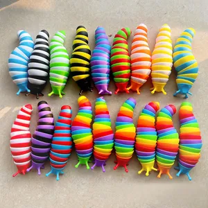 Fidget Slug 3D Gelede speelgoed Zintuiglijke Naaktslakken Relief voor Peuter Baby Kinderen Jongens Meisje Regenboog Wiebelen Rups Zintuiglijke Worm Speelgoed