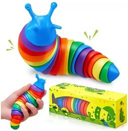 Fidget Slug Party Favor gearticuleerde flexibele 3D Slugs Fidget Toys All Ages Relief Anti-Anxiety Sensory Decompression Toy DD
