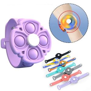 Fidget Spinner Press Speelgoed Simple Dimple Antistress Toy Armband Push Bubbles Siliconen Polsband voor kinderen
