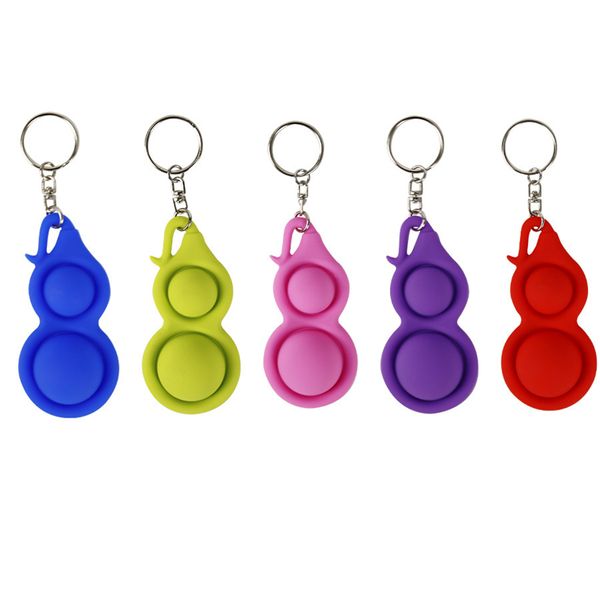 Fidget Toy Porte-clés Anneaux Bébé Sensoriel Simple Dimple Jouets Cadeau Adulte Enfant Drôle Pop It Anti-Stress Pousser Bulle Gourde Porte-clés Titulaire