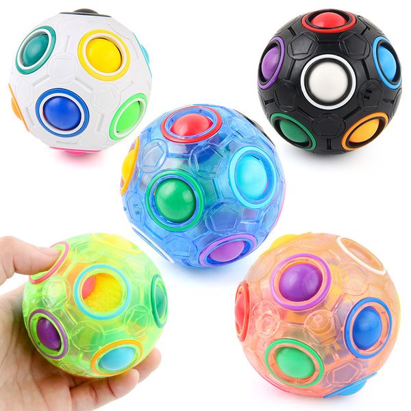 Fidget Toy Adulte Rainbow Ball Décompression Jouet Adulte Rotatif Fidget Spinner Puzzle Rond Douze Trous Couleur Mixte Boule Magique Jouet pour Enfants Cadeau De Noël