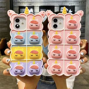 Fidget Toys Bubble Telefoonhoesjes Voor iPhone 13 12 11 Pro Max XS XR 13MINI 12MINI Anti-angst Herbeleef stress Zachte siliconen Schokbestendige telefoonhoes Cadeau voor vrouwen meisjes