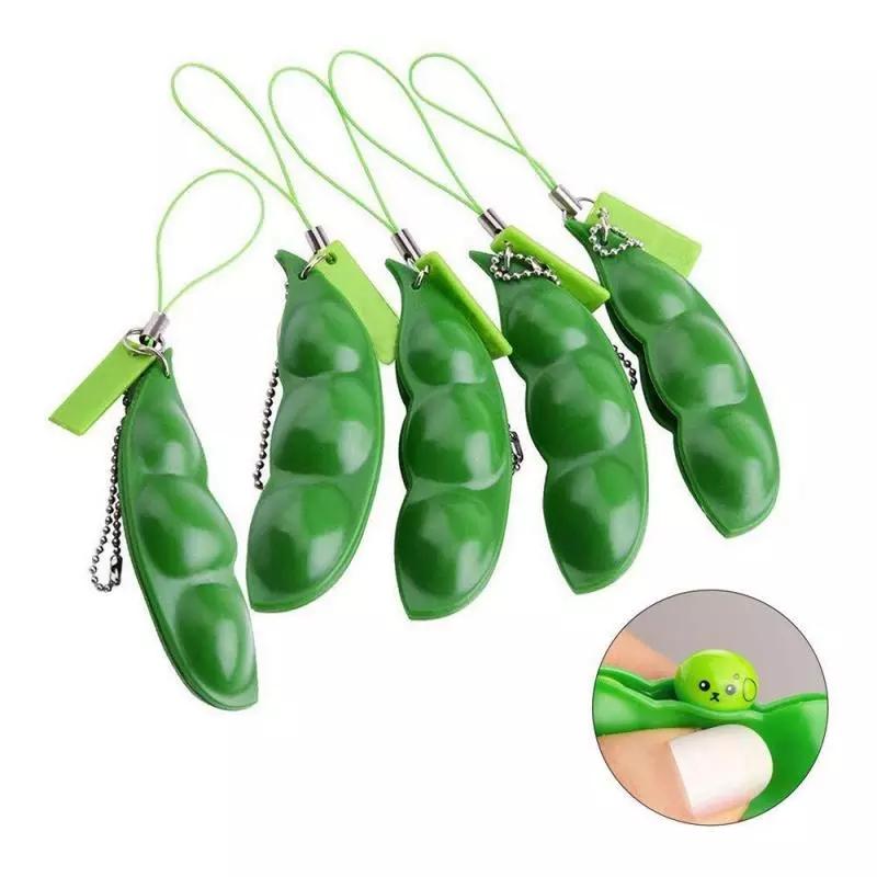 Fidget Toys Decompression Squishy Squeeze Peanut Peas Beans Keychain Cute Stress Adult Toy Rubber Boys Xmas Gift