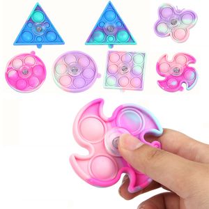 Fidget Sleutelhanger Speelgoed Makaron Kleur Creativiteit Rotator Siliconen Decompressie Gyro Children's Puzzel Vingers Speelgoed Geschenken