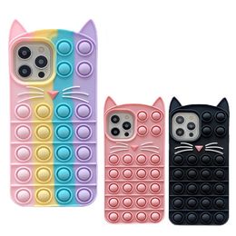 Fidget Speelgoed Mobiele Telefoon Case Decompressie Bebaarde Cat Siliconen Shell Geschikt voor een 12 XR-beschermende mouw