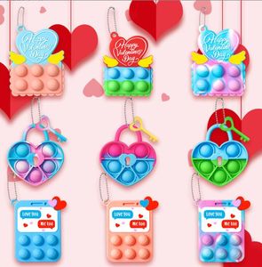 Fidget Toys Sensory Regalo de Navidad Día de San Valentín Gel de sílice Llavero Push Bubble Anti Estrés Educativo Aldulto Descompresión Juguete Sorpresa Venta al por mayor en stock
