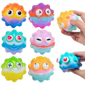 Fidget Toys Sensory Pâques Mignon Rainbow Décompression presse balle élasticité Push Bubble Anti Stress Éducatif Enfants Adultes Surprise En Gros