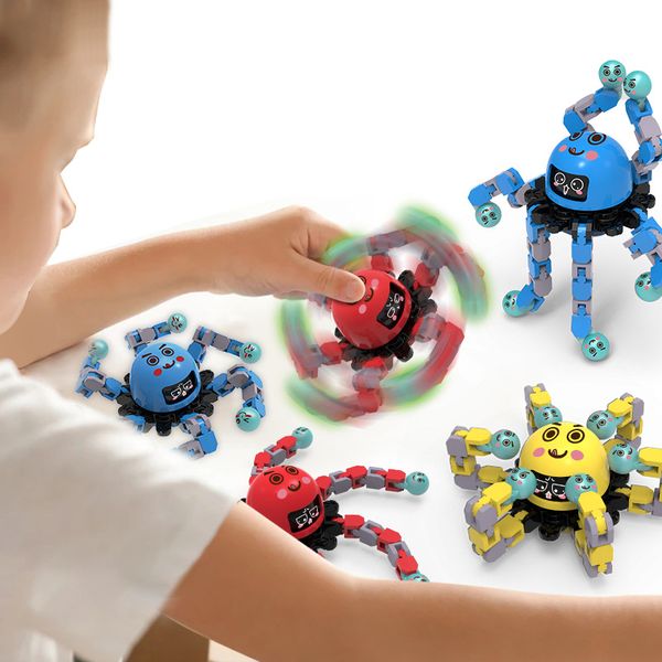 Fidget Toys Spinner Luminoso Niños Antiestrés Puntas de los dedos Mano Spinner Juguete Niños DIY Cadena deformada Estrés Ansiedad Regalos La mejor calidad