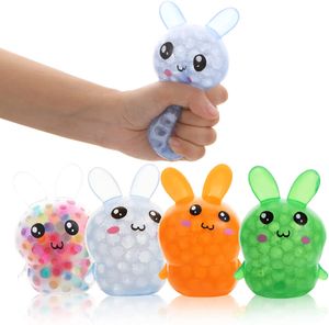 Fidget Toys Squishy Easter Bunny Stress Balls Toy para niños adultos, FidgetBalls rellenos con cuentas de agua para relajarse, EasterBasket Stuffers