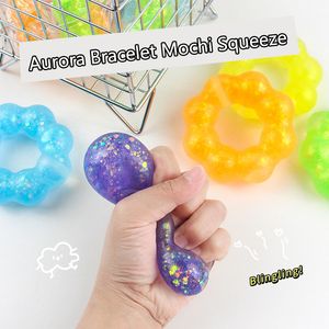 Fidget TPR Squeeze Pulsera Juguetes Cristal Aurora Mano Estrés Alivio Juguete Burbuja Sensorial Autismo Necesita Squishy Ansiedad Regalo 2111