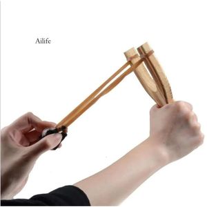 Fidget houten materiaal slingshot rubber touw plezier traditionele kinderen buitenkatapult interessante jagende rekwisieten speelgoed sxjun7 0508