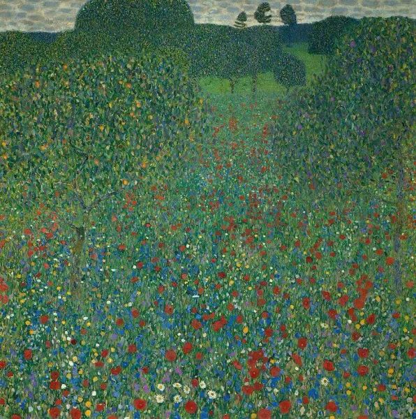 Campo de las amapolas, 1907 de Gustav Klimt Oil on Canvas Réplica Arte de pared de la obra maestra para el dormitorio Decoración del hogar de Navidad