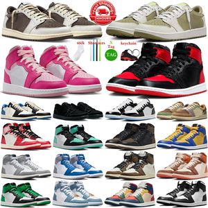 Jumpman 1 zapatos de baloncesto Fierce Pink Chicago 1S Low Golf Shoes para hombres Mujeres Fierce Pink Black Phantom Football Bots Dghate Tennis Trainers Dhgate