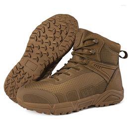 Fiess Zapatos de senderismo para hombres 964 combate militar al aire libre botas tácticas antideslizantes desierto tobillo hombres Botines Zapatos