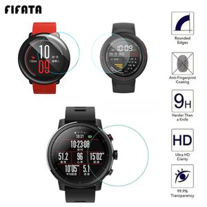 Fifata 2pcs schermbeschermer gehard glazen filmomslag voor Xiaomi Huami Amazfit Verge Stratos 2 3 Pace GTR 47mm 42mm Smart Watch