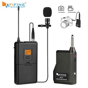 Système de Microphone Lavalier sans fil UHF Fifine 20 canaux avec émetteur de poche récepteur micro revers caméra/téléphones