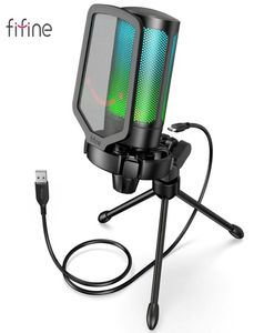 FIFINE ampligame USB-microfoon voor gaming-streaming met popfilter Shock Mount Gain Control condensatormicrofoon Laptopcomputer 2206157047841