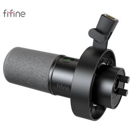 FIFINE USBXLR Microphone dynamique avec prise casque Touchmute à montage antichoc Contrôle du volume pour enregistrement sur PC ou carte son K688 231228