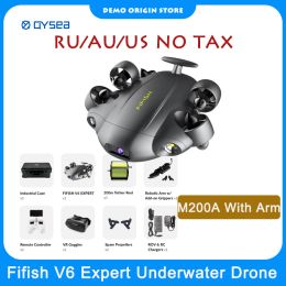 Fifish V6 Expert sous-marin drone avec bras V6e 200 mètres câble six thruster Dinging Drone Rov 4k UHD Camera VR M100 M200A Flight