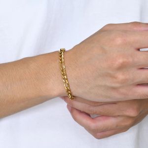 Bracelet chaîne Figaro pour hommes, or blanc 14K, classique, élégant, minimaliste, corde, maillons, bijoux à la mode, cadeaux pour hommes