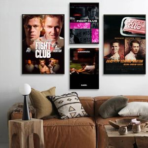 Fight Club Classic Movie Brad Pitt Boxing Film Poster Canvas Painting HD Gedrukte Wall Art Pictures Living Room Gym Home Decor