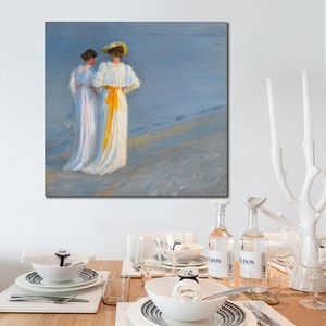 Femme figurative toile Art Anna Ancher et Marie Kroyer sur la plage à Skagen Peder Severin Kroyer peinture à la main de haute qualité