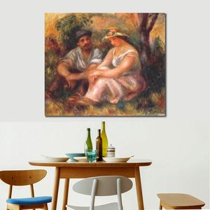 Figure toile Art femmes assis Couple Pierre Auguste Renoir peintures à la main moderne œuvre maison décor