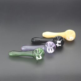 Digitaal logo mini -glazen lepel waterleidingen 4 inch heady pijp bubbler kommen rookpijp voor tabak