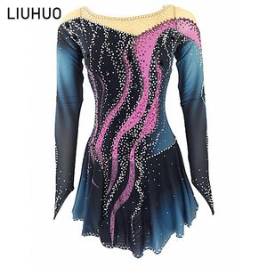 Custom Figure Skating Dress Long Sleeve - Rhythmic Gymnastics Leotard, Dance Performance Wear, Breathable & Durable Fabric