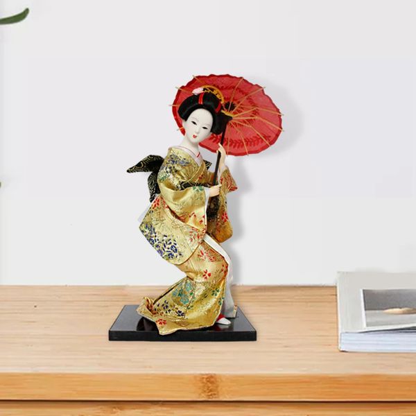 Figura Kimono Doll Shape Decor Creative Japanese Mill Tabletop Decor Style Japanese Doll Desktop Ornament Decoración de la casa 240527
