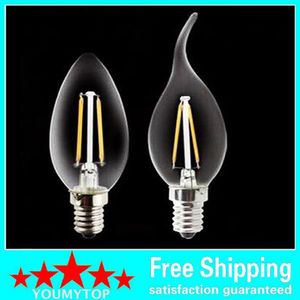 Filament LED Bulbes E12 E14 E27 LED CANDLE LAMP 2W 4W 110-220V C35T C35 Filament Candelabra Edison Filament Type Bulb Lighting289n