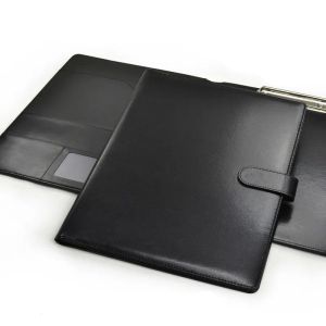 Bestand Black A4 Lederen padfolio Portfolio Filio Map Clipboard Clip Document Organisator Business Meeting Clamp Writing Pad voor kantoor