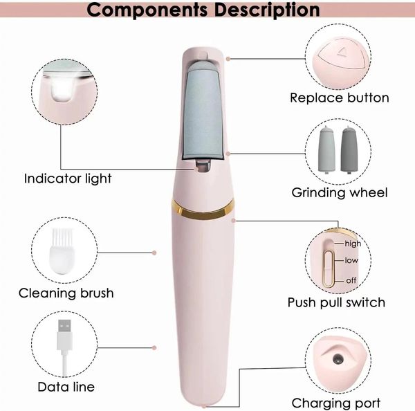 Limes électriques pour enlever les callosités et les peaux mortes, broyeur Rechargeable, outils de pédicure professionnels