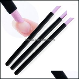 Bestanden Salon Health Beauty Black Quartz Scrubs Stone Cuticle Stick Pen Nail Art Pusher Lepel Cut Manicure Care Tools Files 1 Drop levering 20