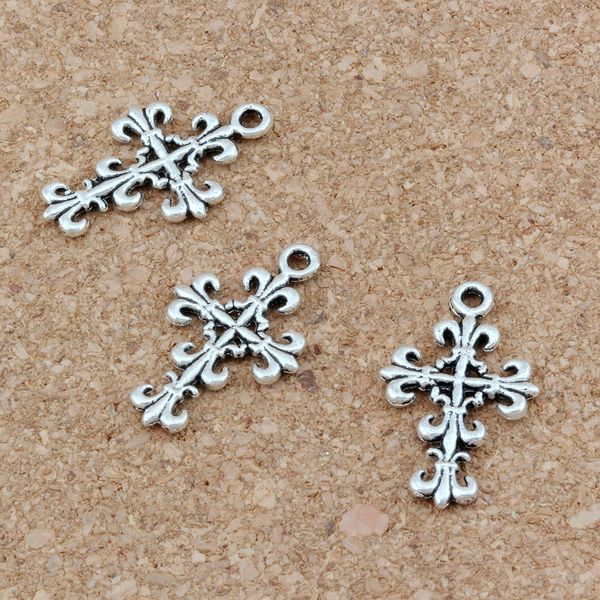 200 Uds. Colgantes de Cruz de flor de filigrana para hacer pulseras, collares, accesorios DIY de 14x23mm