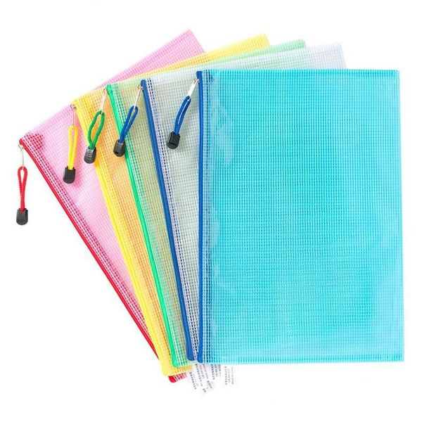 Fournitures de classement 10pcs portable épaissi fichier dossier organisateur sac maille fermeture éclair transparent PVC sacs de stockage 189 J2 Drop Delivery Off Dhyay