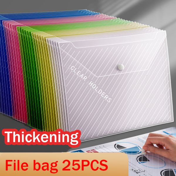 Fournitures de classement 25pcs sac de fichiers en plastique transparent A4 16c stockage de documents étudiant organisateur informations dossiers de poche papeterie 221128