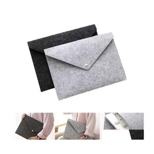 Fournitures de classement Felt File A4 Computer Bag Archive Briefcase Meeting Materials Storage Button Package Laptop Drop Deli Dhj2R