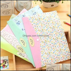 Fournitures de classement Produits Bureau École Business Industriel Gros-4 Pcs / Lot Papeterie Coréenne Petites Fleurs Fraîches A4 Dossier Mignon T