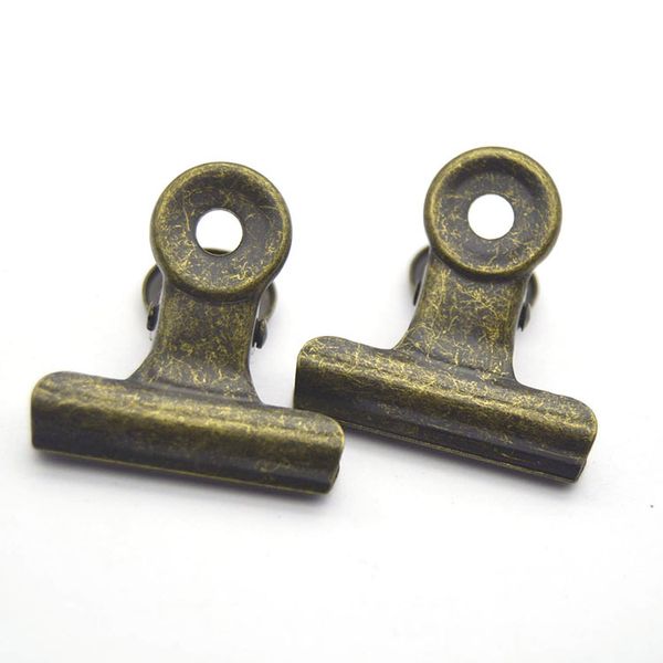 Fournitures de classement rétro rond en métal pinces à pince bouledogue en bronze pince à billets en métal trombone pour étiquettes sacs bureau en gros 5 taille