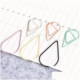 Indieningsbenodigdheden Groothandel 10 stuks Modellering Paperclips Metalen Waterdruppelvorm Bladwijzer Memo Markering Clip Kantoor School Briefpapier 1.5X2. Dhre3