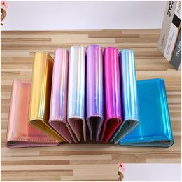 Fournitures de classement Vente en gros 8 couleurs holographiques Fournitures de classement de feuilles mobiles A5 Classeur de cahier vide A6 Classeurs de budget hologramme Pu Leath Dhsu7