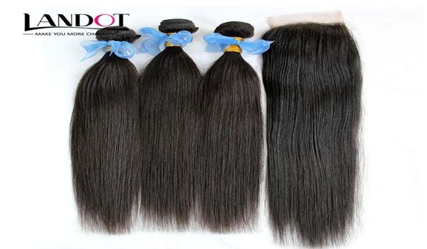 El cabello virgen liso filipino se teje con cierre 4 piezas Lote de cabello humano filipino sin procesar 3 paquetes y cierres de encaje Middle9473764