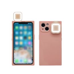 Vul lichte telefoonhoesjes voor iPhone 14 Pro Max 13 12 11 xs vierkante grens dames Live Selfie Beauty Cover Soft Shell Anti-Fall