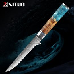 Filet Knife uitrustingsmes, veelzijdige deboningmes Damascus stalen mes volle tang 5,5 inch voor skinning, vet verwijderen, fileteren