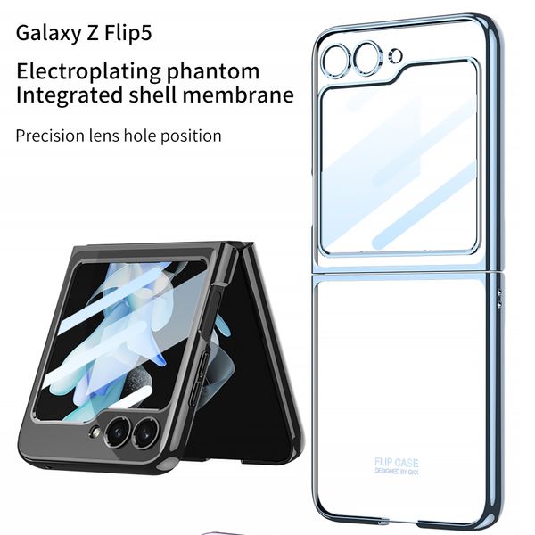 Estuches rígidos transparentes para Samsung Galaxy Z Flip 5 Estuche Recubrimiento Película protectora transparente Cubierta de pantalla