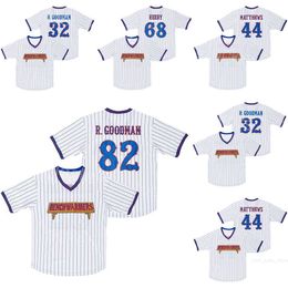 Film Baseball 82 Richie Goodman Jerseys Moive Benchwarmers 32 Howie Goodman 44 Gus Matthews 68 Clark Reedy Pinstripe White Stitch Pull Cool Base College Rétro