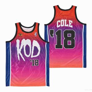 Film Basketball 18 J Cole Kod Maillots Film Album Musique HipHop Lycée Université Pour Les Amateurs De Sport Été Vintage Équipe Rouge Chemise Respirant Cousu Pull Top